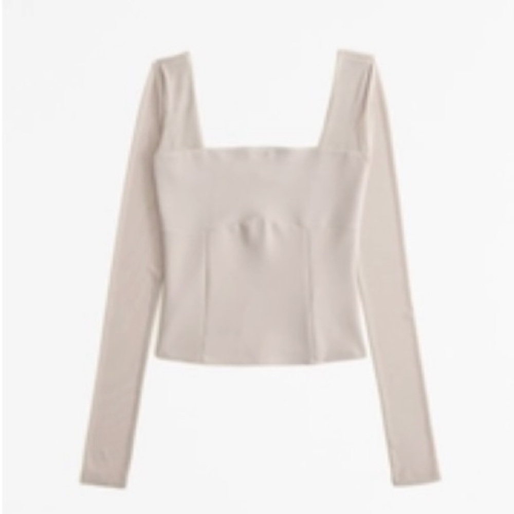 Elegant Cream Long Sleeve Women's Top